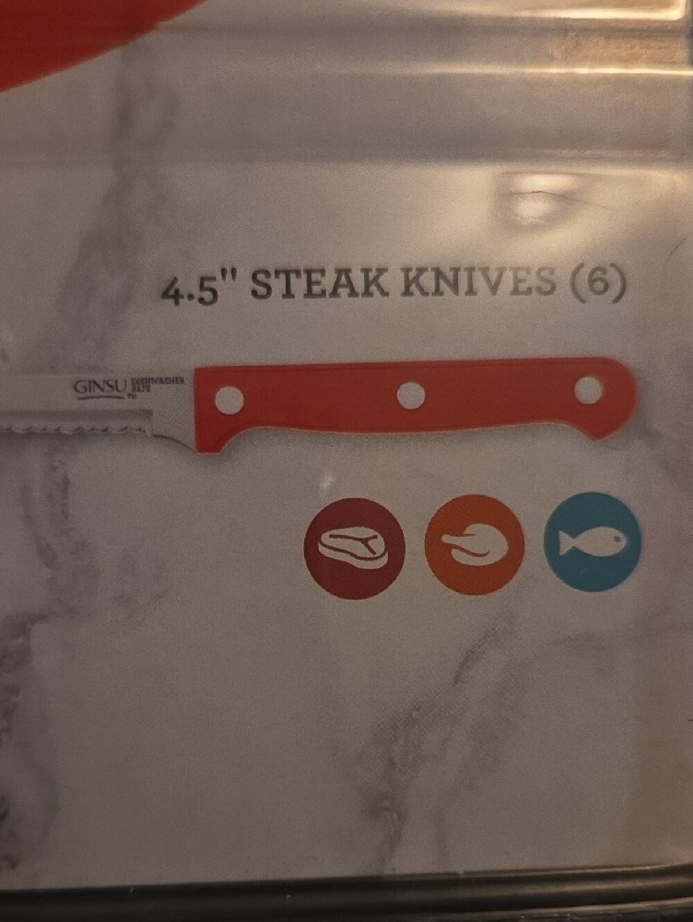 Ginsu Kiso Red Steak Knife Set - 6-Piece - Picture 4 of 6